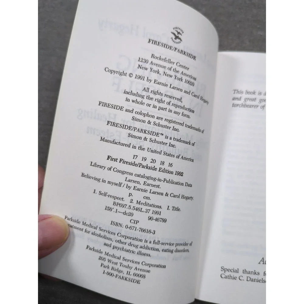 1992 Believing In Myself, A Fireside/Parkside Meditation Book Larsen‎ & Hegarty